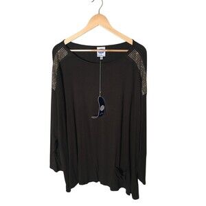 DG2 Top Women's Size 1X Black Diane Gilman Long Sleeve